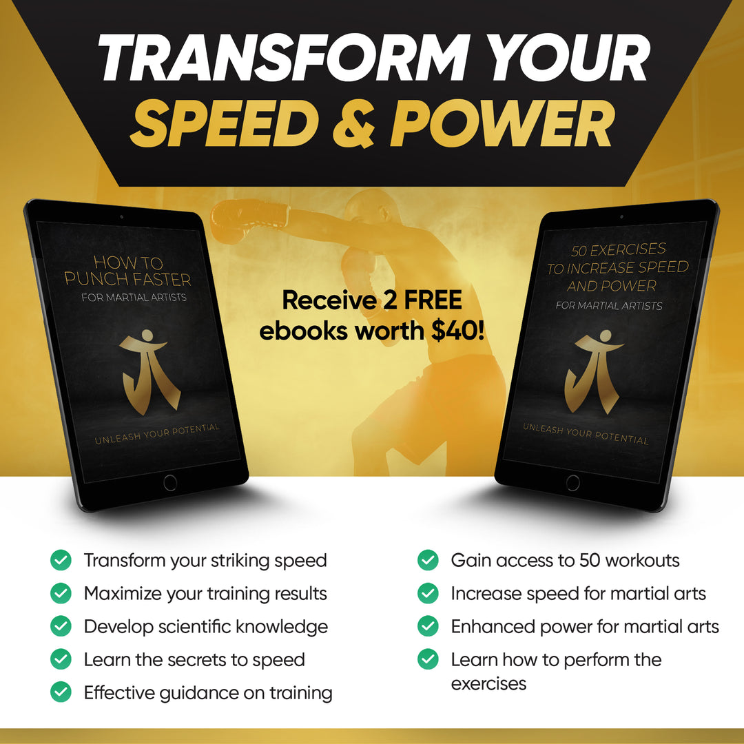 "2 free ebooks which with punch speed and power and come with the resistance bands"